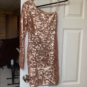 bcbg one shoulder sequin dress